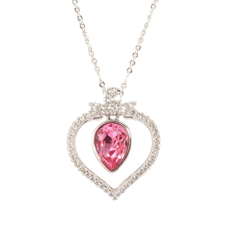 Кулон Xuping колір Родій з кр-ми Swarovski на ланцюжку Крапелька Rose в обрамленні серця дл.45-50см х 1мм фото №11