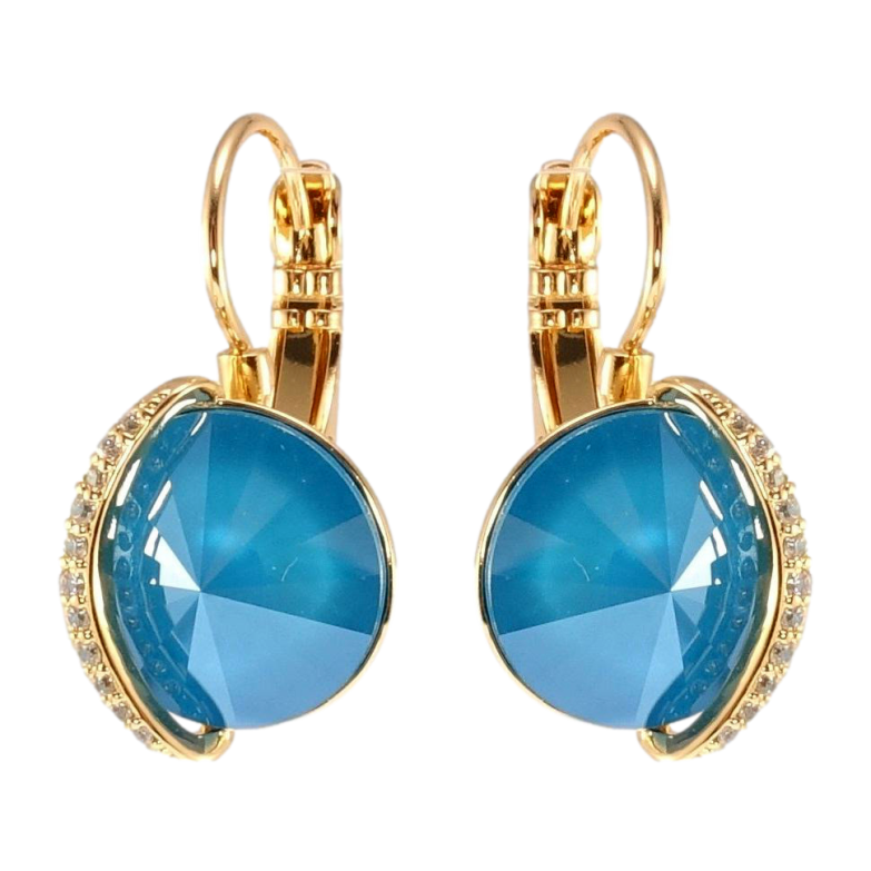 Сережки Xuping колір 18K з кристалами Swarovski французький замок Кристал Azure Blue з доріжкою ø фото №1 Сережки Xuping колір 18K з кристалами Swarovski французький замок Кристал Azure Blue з доріжкою ø фото №1
