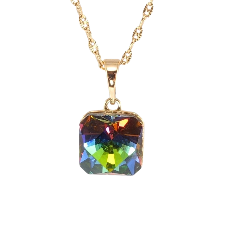 Кулон Xuping 18K с кр-ми Swarovski на цепочке Кристалл Vitrail Medium 10х10мм длина 40-45см х 1,5мм фото №1 Кулон Xuping 18K с кр-ми Swarovski на цепочке Кристалл Vitrail Medium 10х10мм длина 40-45см х 1,5мм фото №1