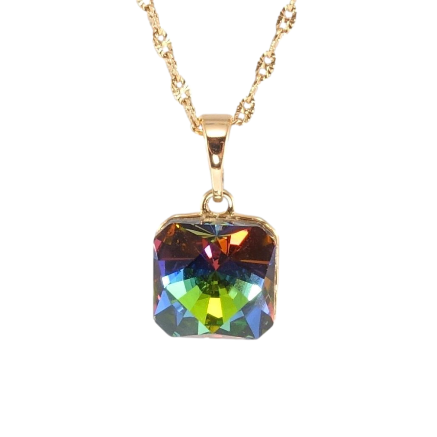 Кулон Xuping 18K с кр-ми Swarovski на цепочке Кристалл Vitrail Medium 10х10мм длина 40-45см х 1,5мм фото №1 Кулон Xuping 18K с кр-ми Swarovski на цепочке Кристалл Vitrail Medium 10х10мм длина 40-45см х 1,5мм фото №1