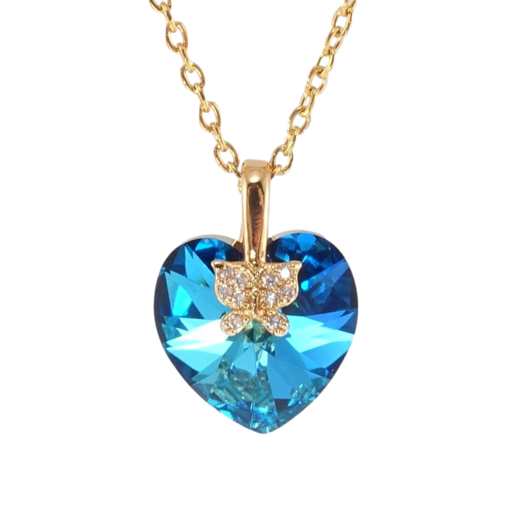 Кулон Xuping колір 18K з кр-ми Swarovski на ланцюжку Кристальне серце Metallic Blue довжина 40-45см х фото №24