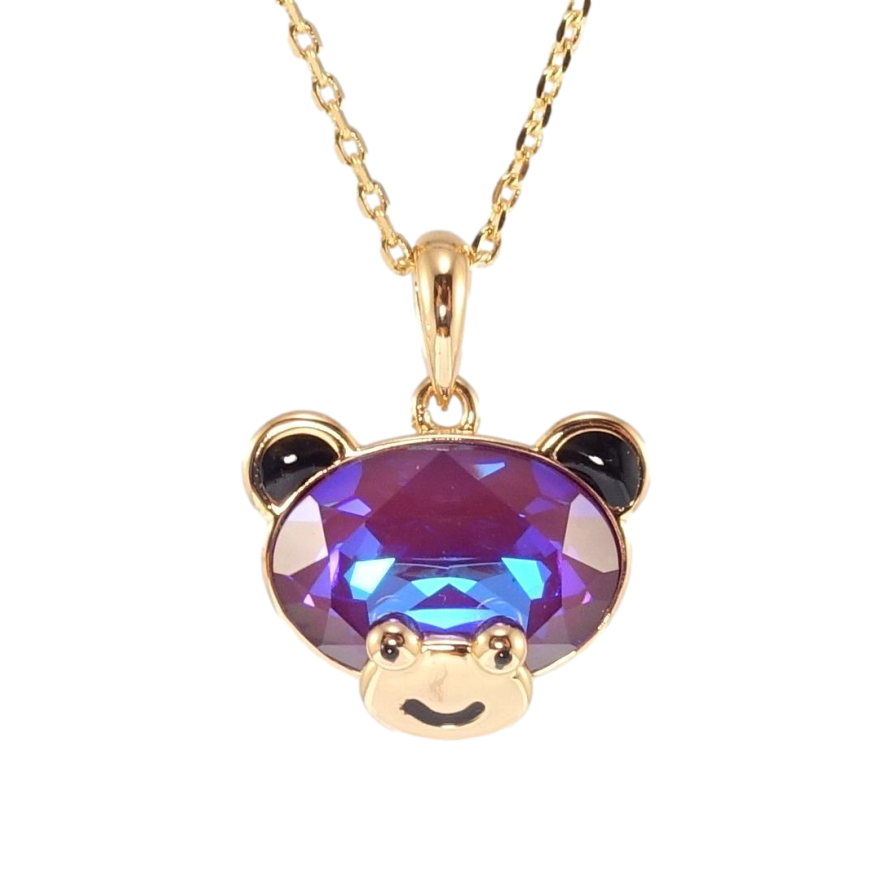 Кулон Xuping 18K з кр-ми Swarovski на ланцюжку Ведмедик з кристалом Burgundy Delite довжина 40-45см х 1мм фото №1
