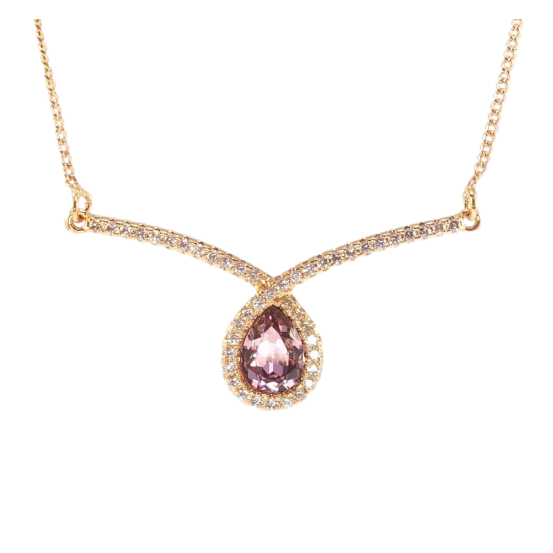 Подвеска Xuping 18K с кр-ми Swarovski на цепочке Элегантная петелька с кристаллом Amethyst длина 45см х 1мм фото №1