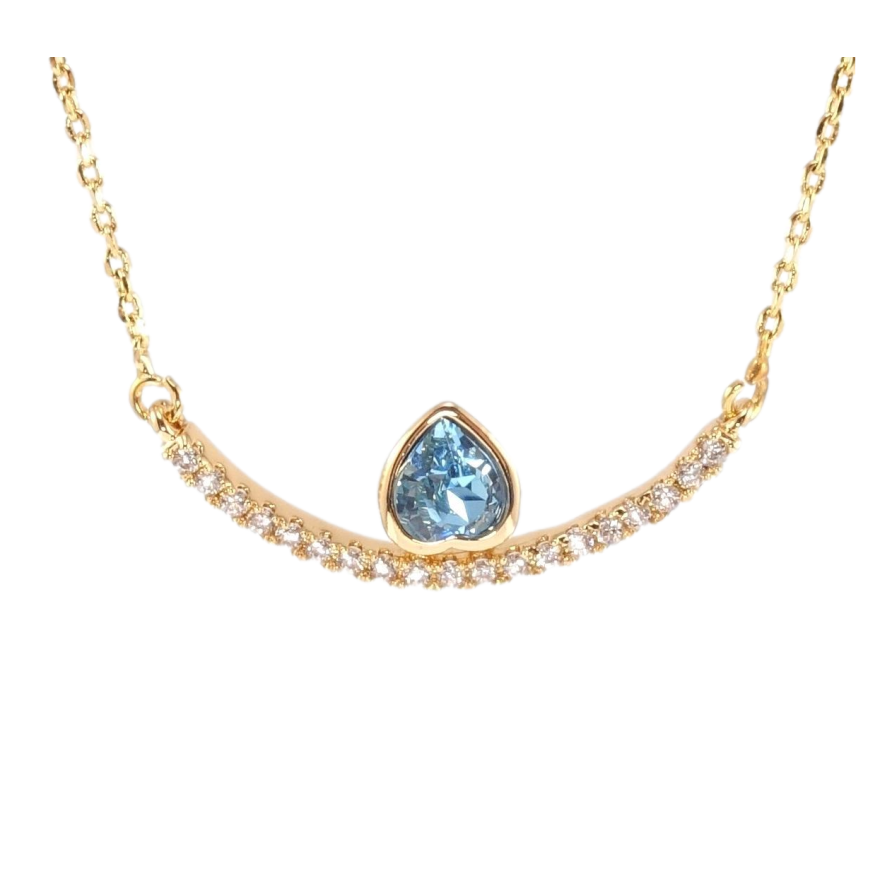 Підвіска Xuping 18K з кр-ми Swarovski на ланцюжку Дуга з кристальним серцем Aquamarine довжина 45-50см х 1мм фото №1
