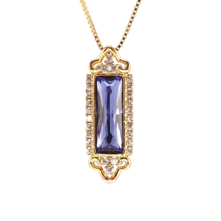 Кулон Xuping 18K с кр-ми Swarovski на цепочке Элегантная подвеска с кристаллом Sapphire длина 46см х 1мм фото №2