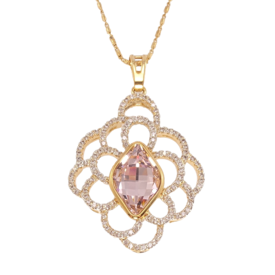 Кулон Xuping 18K с кр-ми Swarovski на цепочке Ажурный цветок с кристаллом Light Rose длина 45см х 1мм фото №1 Кулон Xuping 18K с кр-ми Swarovski на цепочке Ажурный цветок с кристаллом Light Rose длина 45см х 1мм фото №1