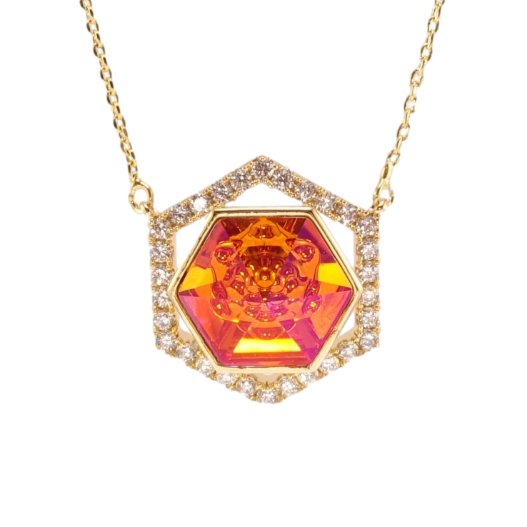 Кулон Xuping 18K з кр-ми Swarovski на ланцюжку Многогранник з кристалом Sun довжина 44-49см х 1мм фото №14