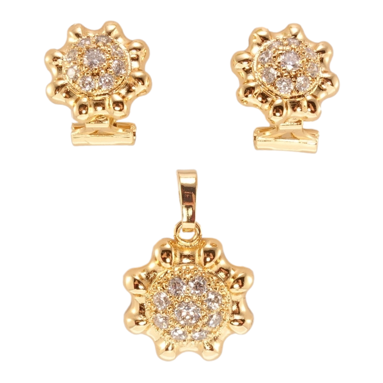Набір Xuping Позолота 18K Сережки Кулон Декоративні квіточки з цирконієм фото №1 Набір Xuping Позолота 18K Сережки Кулон Декоративні квіточки з цирконієм фото №1