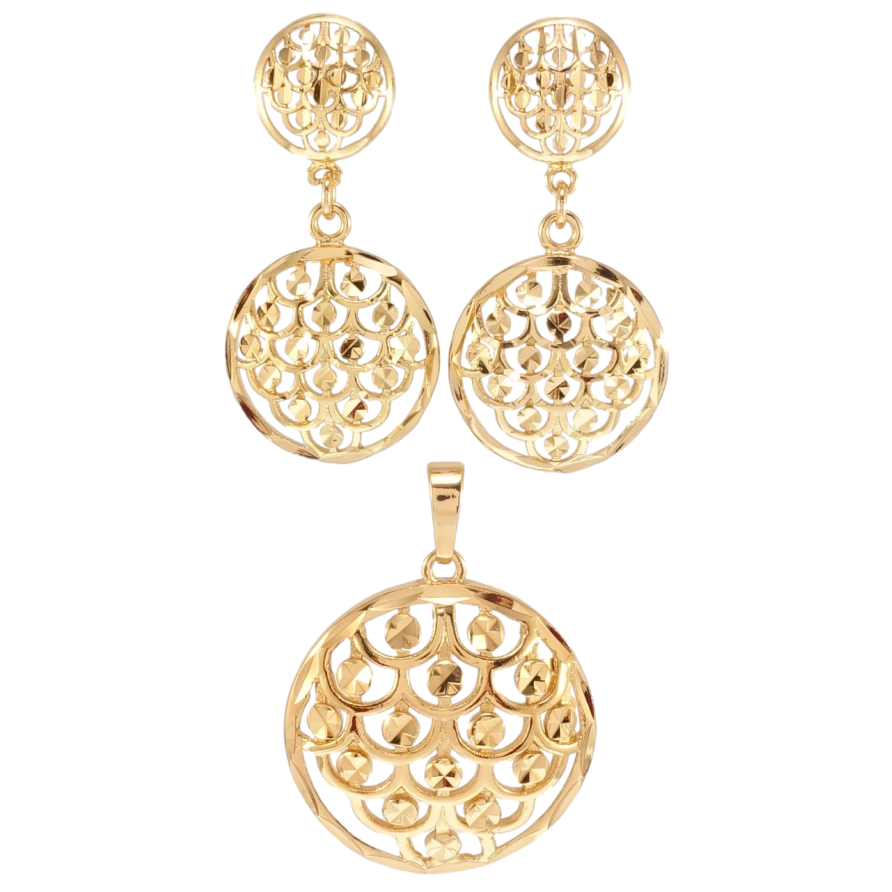 Набір Xuping Позолота 18K Сережки Кулон Елегантні підвіски з візерунком луска фото №1