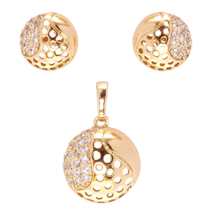 Набор Xuping Позолота 18K Серьги Кулон Выпуклые круги с резным узором и цирконием фото №18 Набор Xuping Позолота 18K Серьги Кулон Выпуклые круги с резным узором и цирконием фото №18