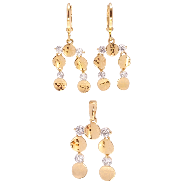 Набор Xuping Позолота 18K Серьги Кулон Фантазийные подвески с кристаллами и узором напылением фото №14