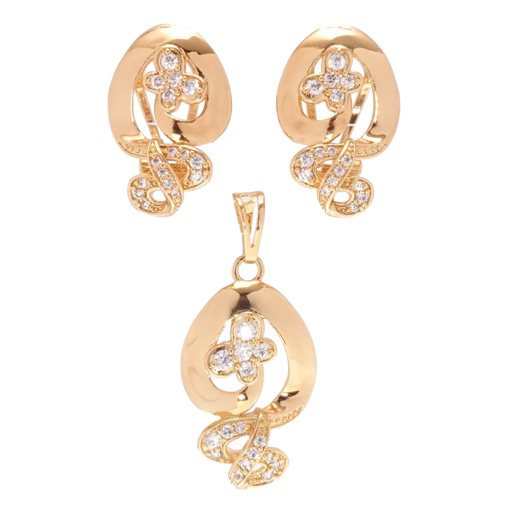 Набор Xuping Позолота 18K Серьги Кулон Фантазийный орнамент с бабочками фото №13