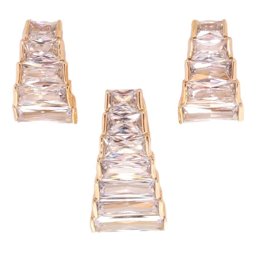 Набір Xuping Позолота 18K Сережки Кулон Кристальні трапеції фото №1