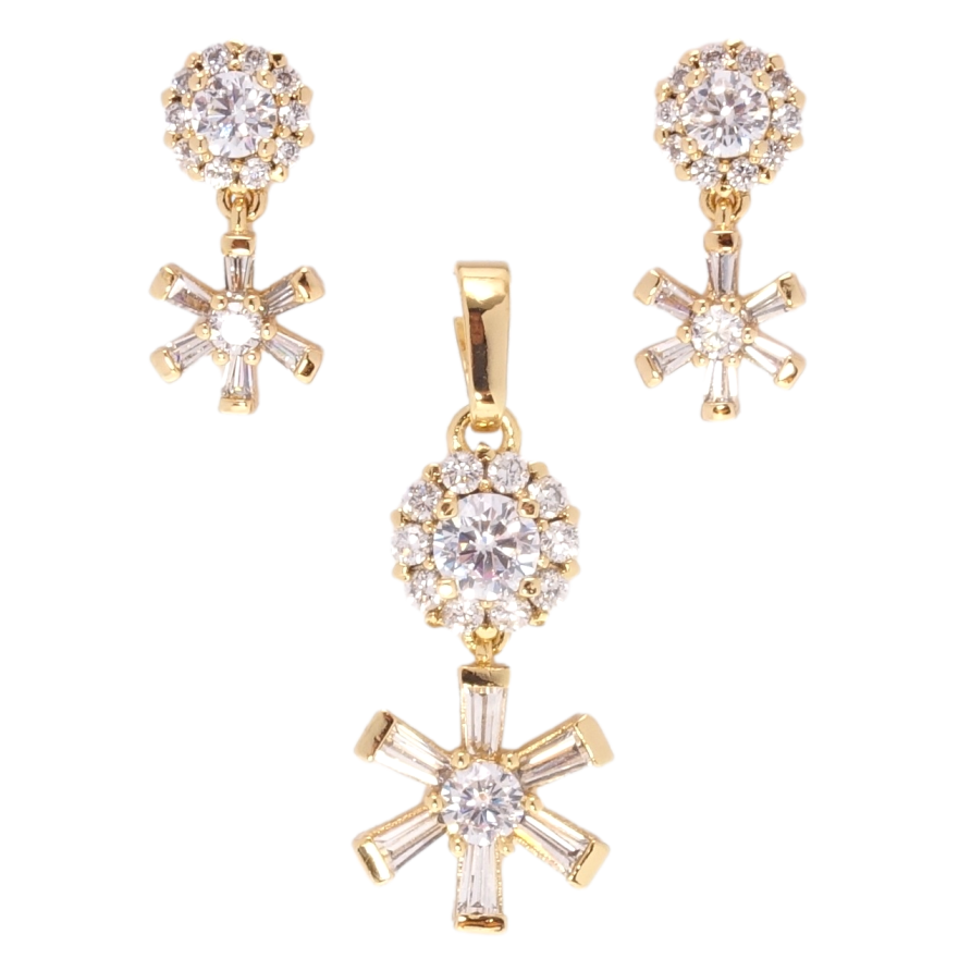 Набір Xuping Позолота 18K Сережки Кулон Кристальні квіточки фото №1 Набір Xuping Позолота 18K Сережки Кулон Кристальні квіточки фото №1