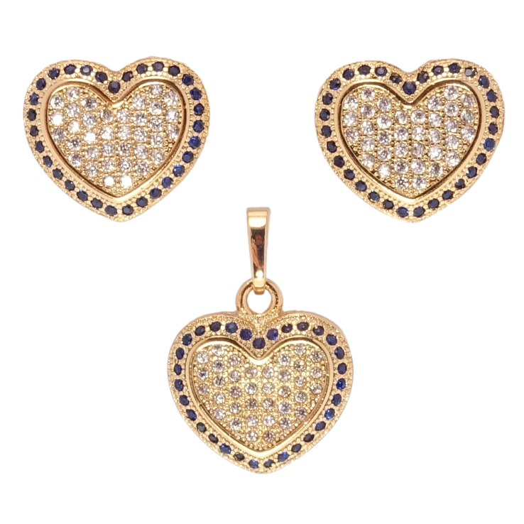 Набор Xuping Позолота 18K Серьги Кулон Сердечки с инкрустацией белым и синим цирконием фото №16