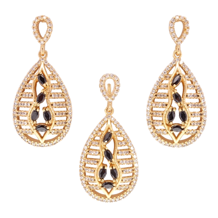 Набор Xuping Позолота 18K Серьги Кулон Декоративные капельки с черно-белым цирконием фото №14 Набор Xuping Позолота 18K Серьги Кулон Декоративные капельки с черно-белым цирконием фото №14