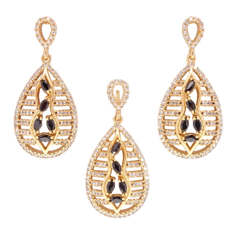 Набір Xuping Позолота 18K Сережки Кулон Декоративні крапельки з чорно-білим цирконієм фото №10