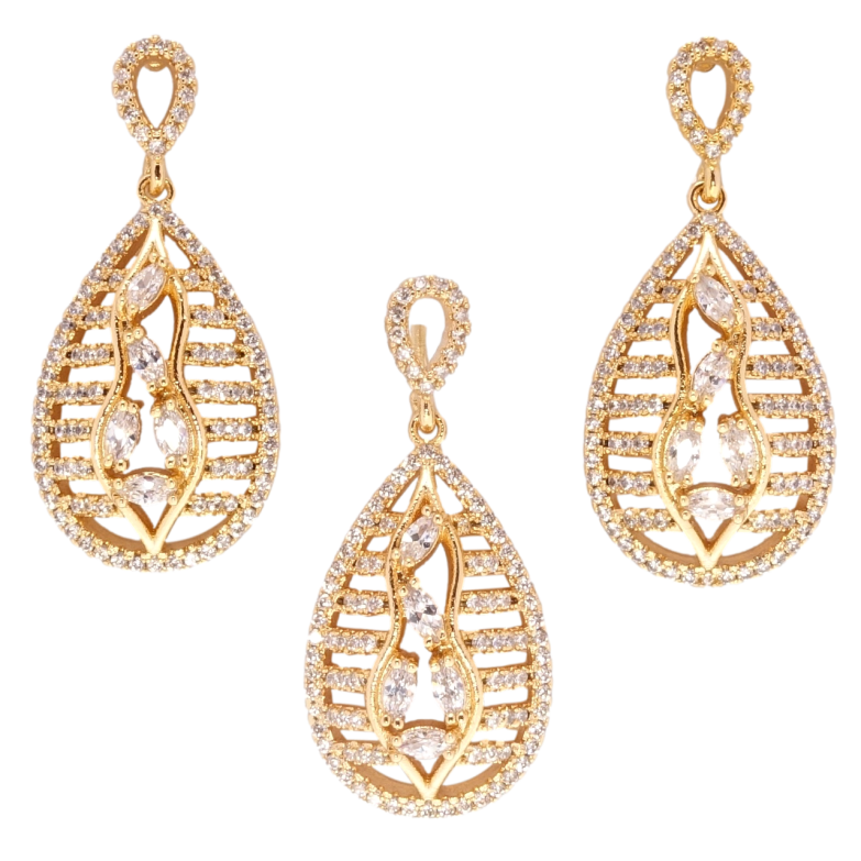 Набір Xuping Позолота 18K Сережки Кулон Декоративні крапельки з цирконієм фото №9