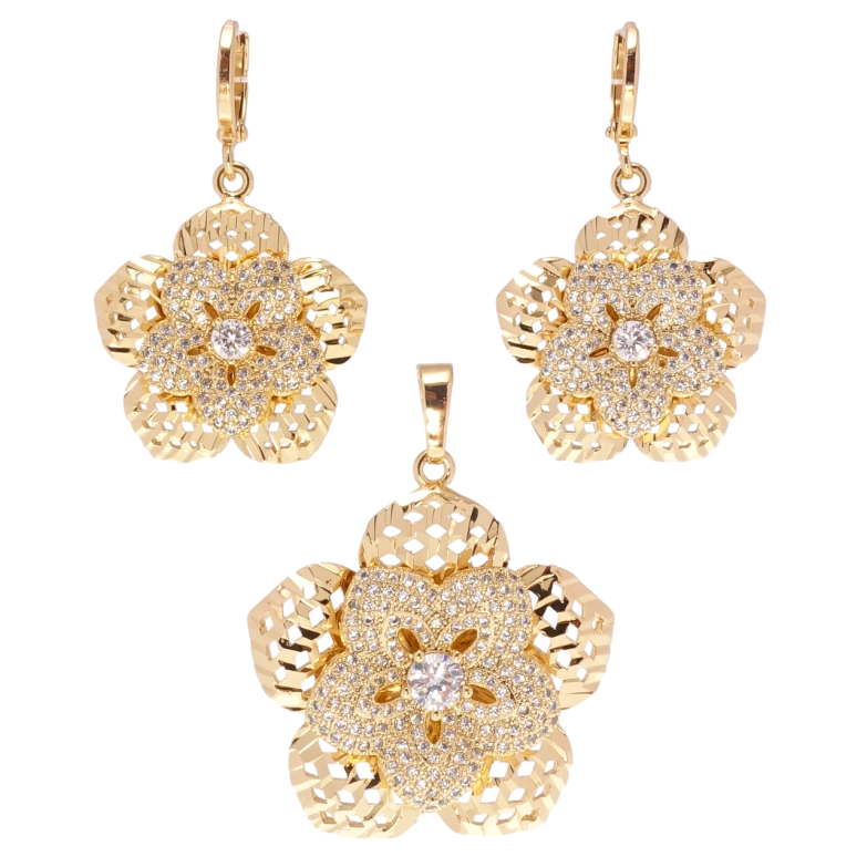 Набір Xuping Позолота 18K Сережки Кулон Різна квітка з інкрустацією цирконієм фото №1