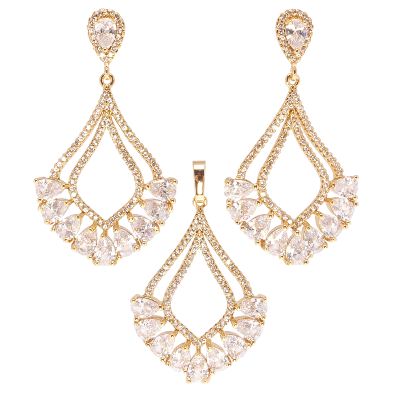 Набір Xuping Позолота 18K Сережки Кулон Елегантні підвіски з фіанітами фото №1