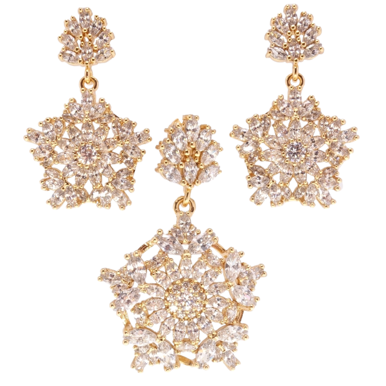 Набір Xuping Позолота 18K Сережки Кулон Розкішні підвіски з цирконію фото №1