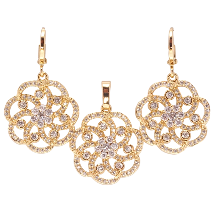 Набір Xuping Позолота 18K Сережки Кулон Витончена квітка з цирконієм фото №17