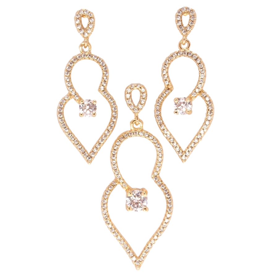 Набор Xuping Позолота 18K Серьги Кулон Фигурные подвески с инкрустацией цирконием фото №1