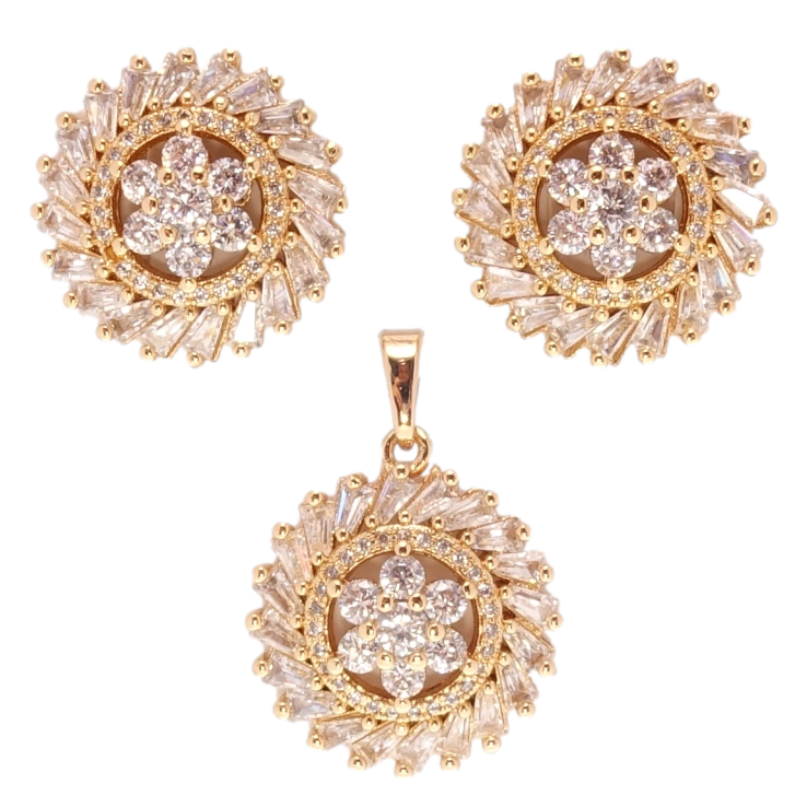 Набір Xuping Позолота 18K Сережки Кулон Кристальні круги з квіточкою фото №18 Набір Xuping Позолота 18K Сережки Кулон Кристальні круги з квіточкою фото №18