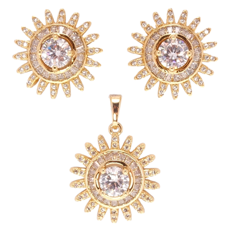 Набор Xuping Позолота 18K Серьги Кулон Декоративные цветочки с цирконием фото №1 Набор Xuping Позолота 18K Серьги Кулон Декоративные цветочки с цирконием фото №1