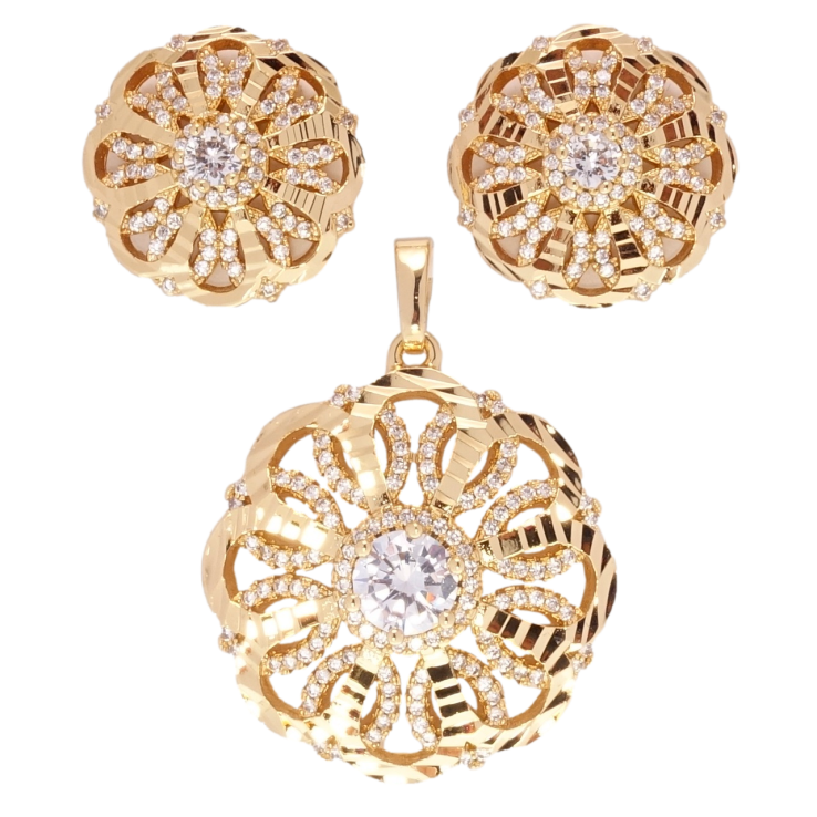 Набор Xuping Позолота 18K Серьги Кулон Декоративные цветочки с цирконием фото №3 Набор Xuping Позолота 18K Серьги Кулон Декоративные цветочки с цирконием фото №3