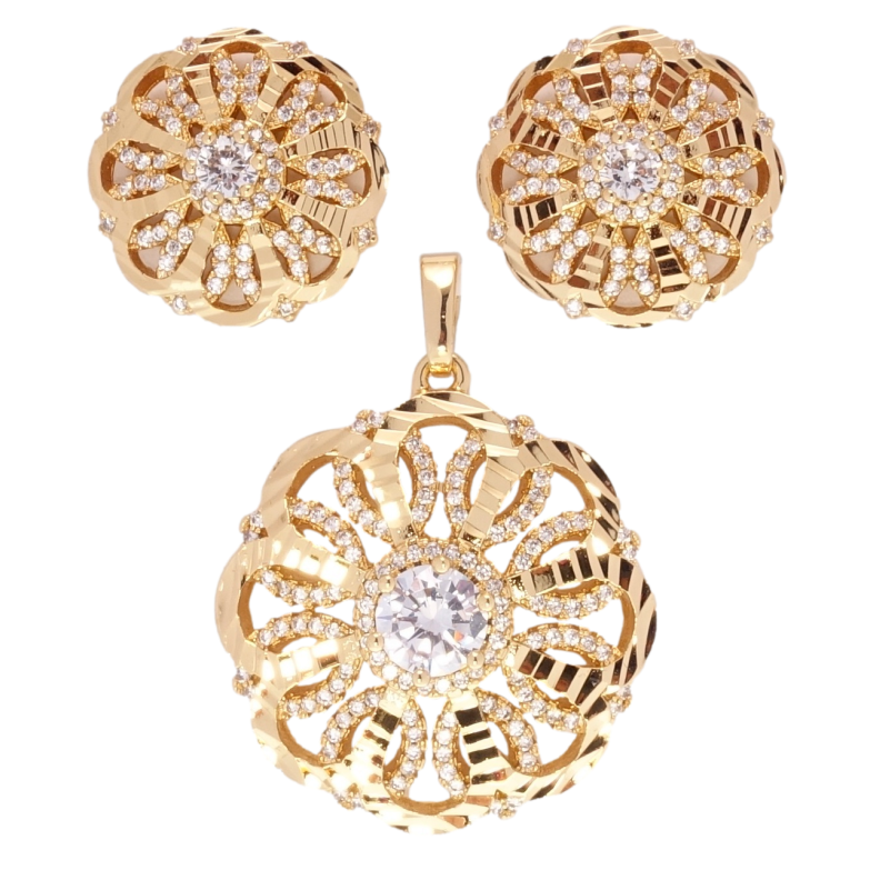 Набір Xuping Позолота 18K Сережки Кулон Декоративні квіточки з цирконієм фото №1 Набір Xuping Позолота 18K Сережки Кулон Декоративні квіточки з цирконієм фото №1