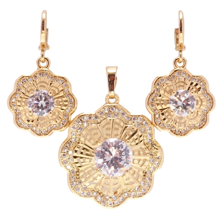 Набор Xuping Позолота 18K Серьги Кулон Цветочки с цирконием фото №1 Набор Xuping Позолота 18K Серьги Кулон Цветочки с цирконием фото №1