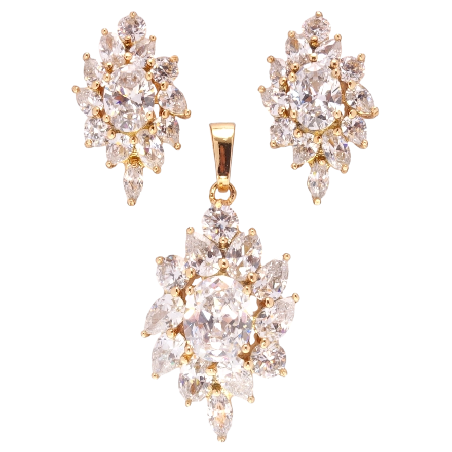 Набір Xuping Позолота 18K Сережки Кулон Витончені Xupingустальні квіти фото №1