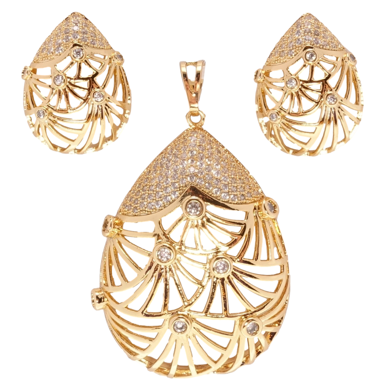 Набір Xuping Позолота 18K Сережки Кулон Великі різьблені крапельки з інкрустацією цирконієм фото №1 Набір Xuping Позолота 18K Сережки Кулон Великі різьблені крапельки з інкрустацією цирконієм фото №1