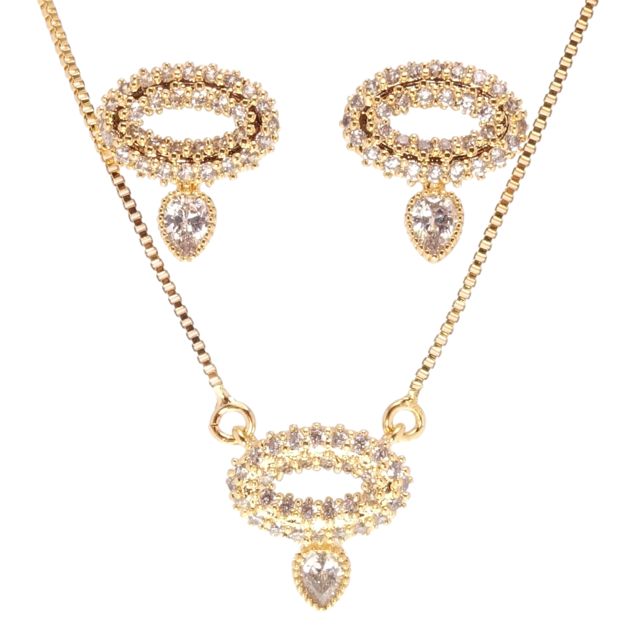 Набор Xuping Позолота 18K Серьги Подвеска на цепочке Кристальные овалы с подвесками длина 43-46см х 1мм фото №1 Набор Xuping Позолота 18K Серьги Подвеска на цепочке Кристальные овалы с подвесками длина 43-46см х 1мм фото №1