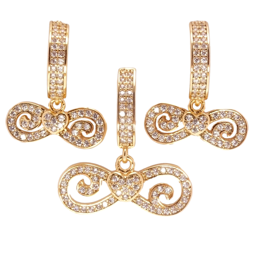 Набір Xuping Позолота 18K Сережки Кулон Знак нескінченності інкрустація цирконієм фото №1 Набір Xuping Позолота 18K Сережки Кулон Знак нескінченності інкрустація цирконієм фото №1