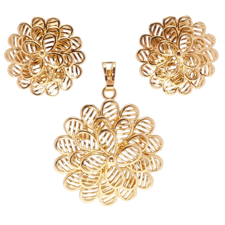 Набор Xuping Позолота 18K Серьги Кулон Пышный цветок фото №1