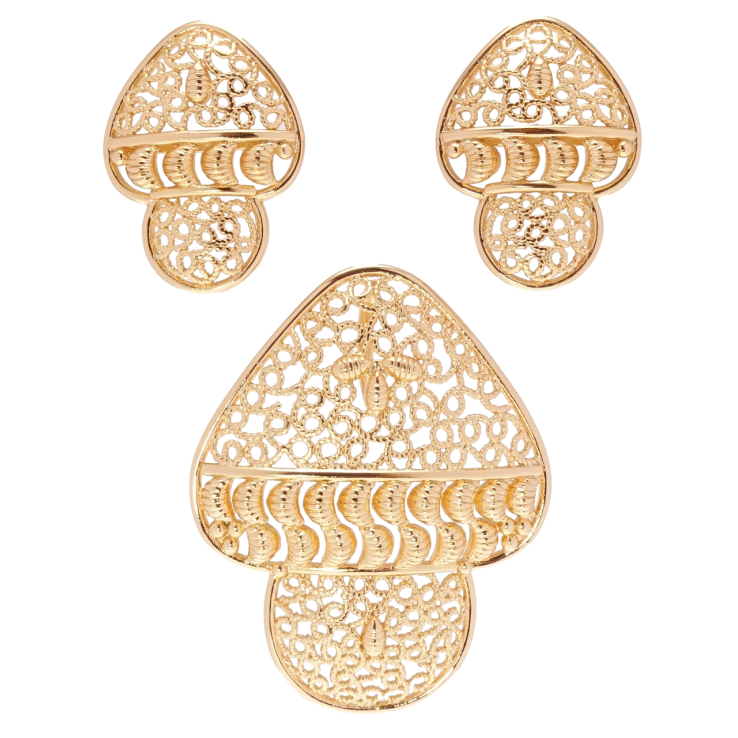 Набор Xuping Позолота 18K Серьги Кулон Крупные грибочки с ажурным орнаментом фото №23