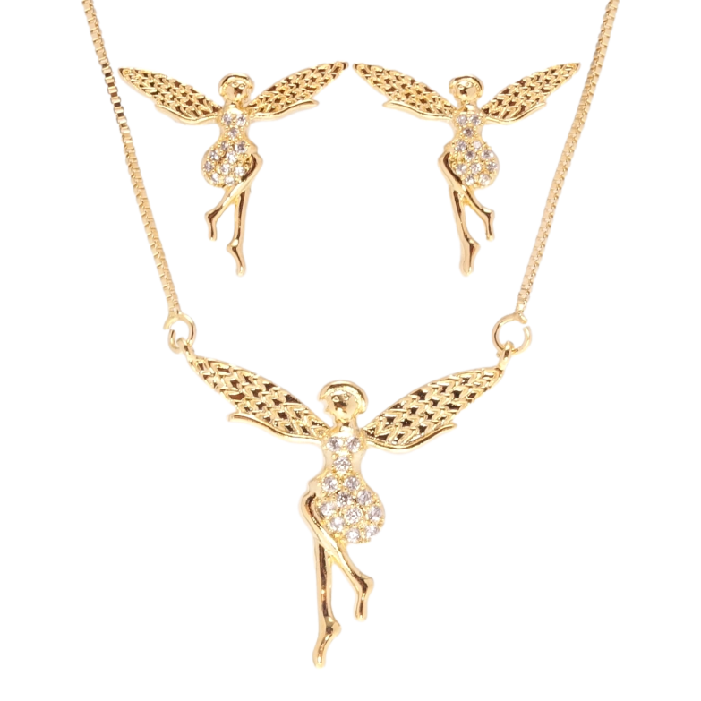 Набір Xuping Позолота 18K Сережки Підвіска на ланцюжку Феї довжина 43-46см х 1мм фото №1 Набір Xuping Позолота 18K Сережки Підвіска на ланцюжку Феї довжина 43-46см х 1мм фото №1