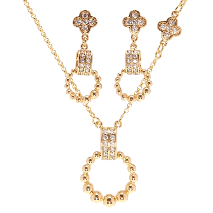 Набор Xuping Позолота 18K Серьги Подвеска на цепочке Декоративные колечки с четырехлистниками длина 40см х фото №8