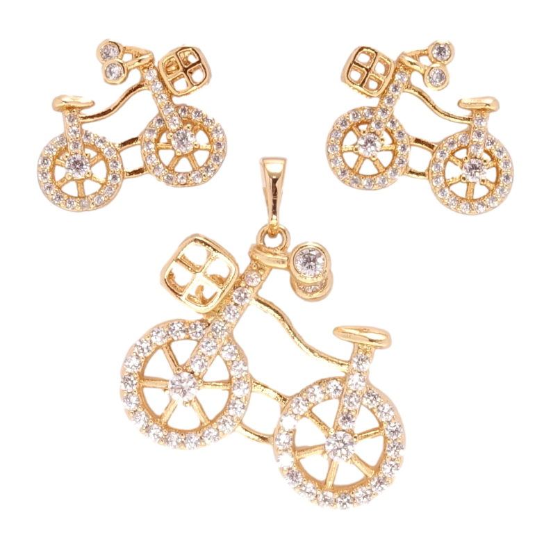 Набір Xuping Позолота 18K Сережки Кулон Велосипед фото №1 Набір Xuping Позолота 18K Сережки Кулон Велосипед фото №1