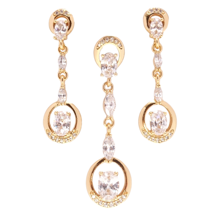 Набор Xuping Позолота 18K Серьги Кулон Элегантные кристальные подвески фото №17