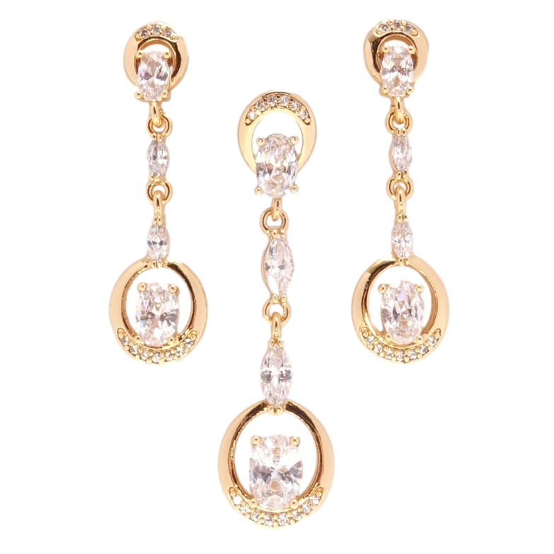 Набір Xuping Позолота 18K Сережки Кулон Елегантні кристальні підвіски фото №1 Набір Xuping Позолота 18K Сережки Кулон Елегантні кристальні підвіски фото №1