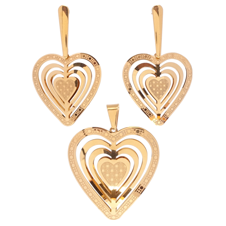 Набор Xuping Позолота 18K Серьги Кулон Резные сердечки фото №1 Набор Xuping Позолота 18K Серьги Кулон Резные сердечки фото №1