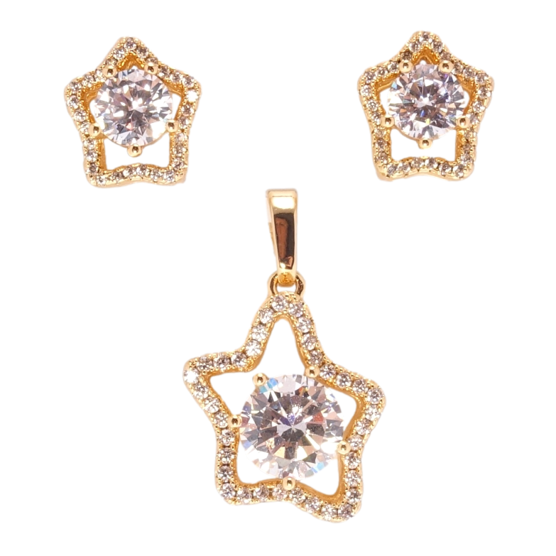Набор Xuping Позолота 18K Серьги Кулон Звездочки с фианитами фото №1