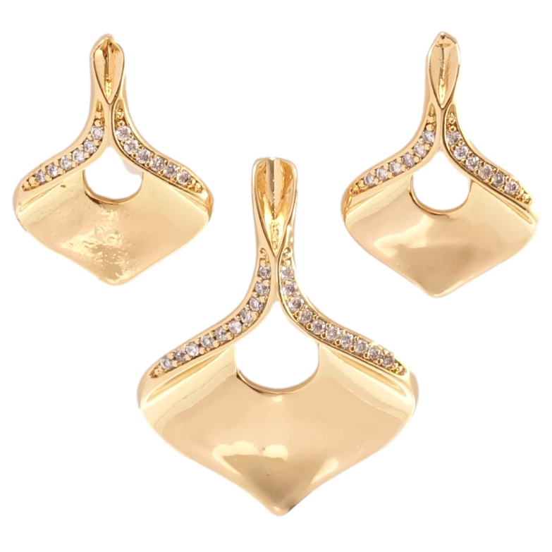 Набор Xuping Позолота 18K Серьги Кулон Декоративные лепестки с цирконием фото №1