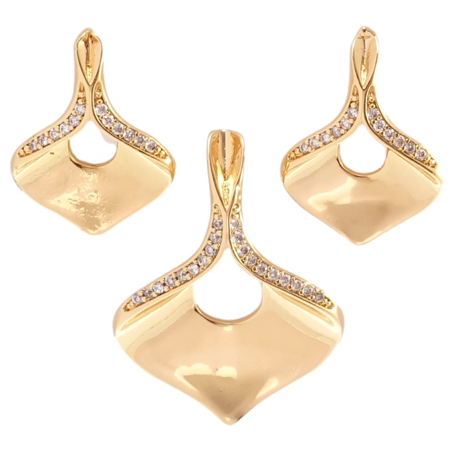 Набор Xuping Позолота 18K Серьги Кулон Декоративные лепестки с цирконием фото №1