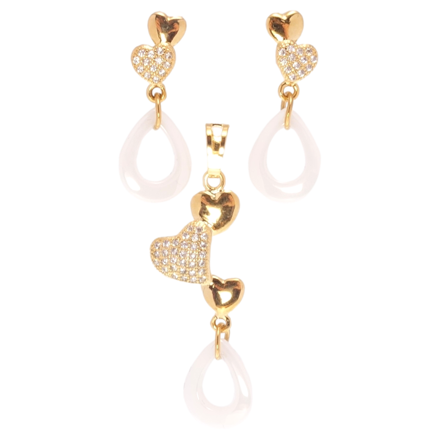 Набор Xuping Позолота 18K Серьги Кулон Романтические подвески с капельками из белой керамики фото №1