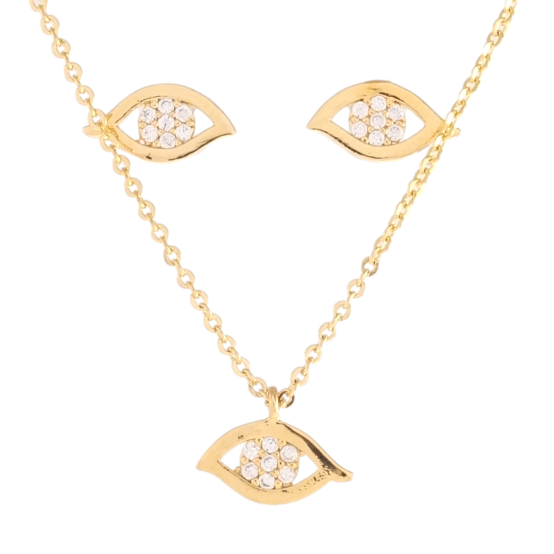 Набор Xuping Позолота 18K Серьги Подвеска на цепочке Декоративный Глаз Фатимы длина 42-45см х 1мм фото №1