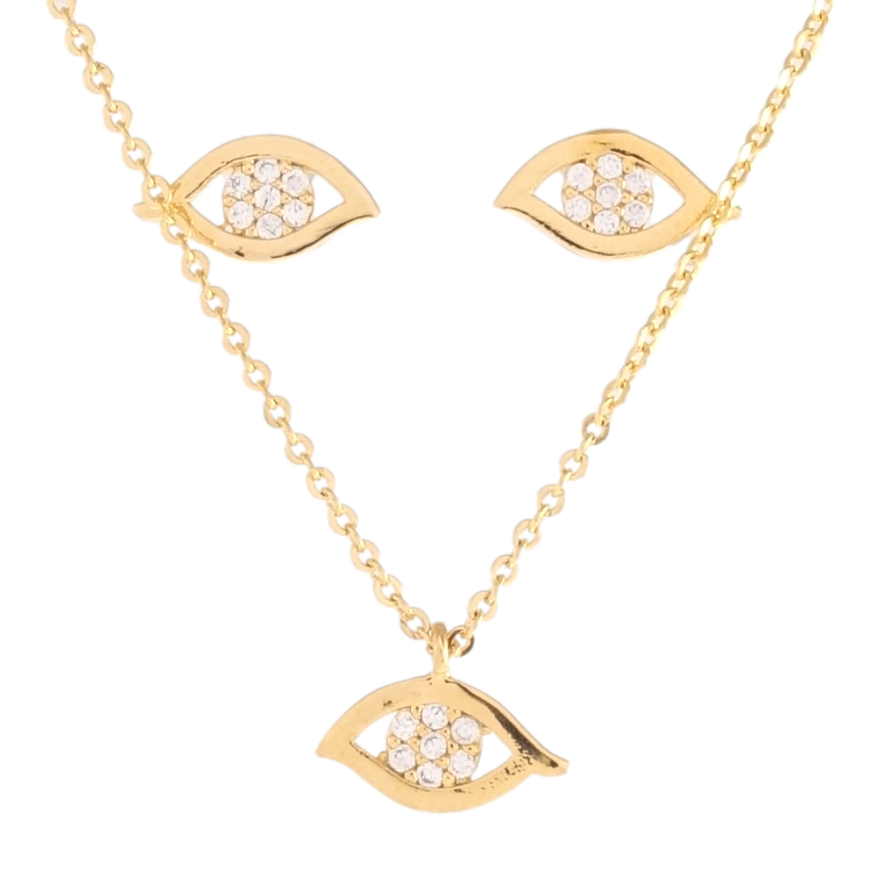 Набор Xuping Позолота 18K Серьги Подвеска на цепочке Декоративный Глаз Фатимы длина 42-45см х 1мм фото №1 Набор Xuping Позолота 18K Серьги Подвеска на цепочке Декоративный Глаз Фатимы длина 42-45см х 1мм фото №1
